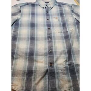Carhartt Shirt Men's Med Short Sleeve Button Down Relaxed Fit Plaid Gray/multi